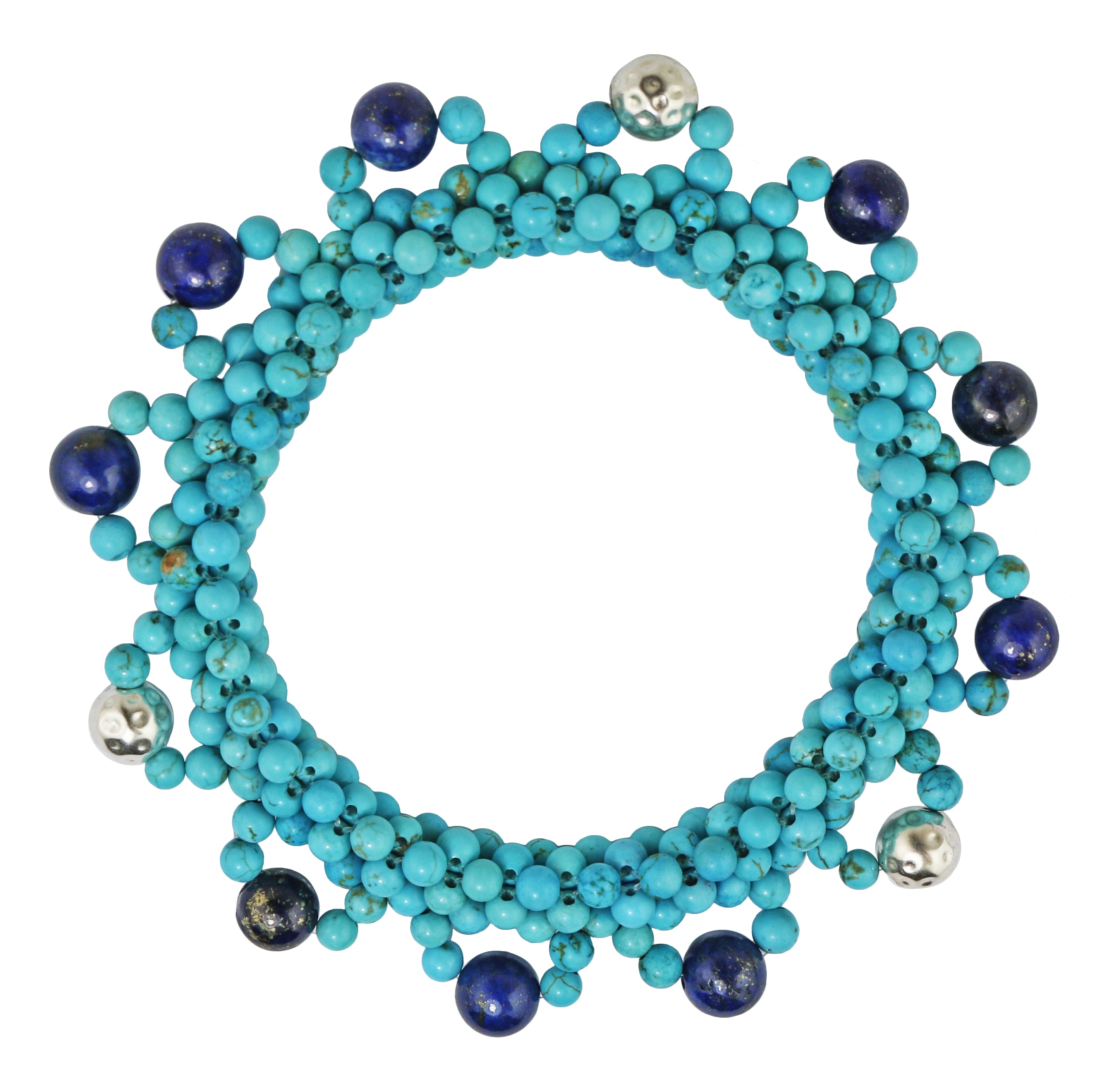 Lapis And Blue Magnesite Beaded Bracelet