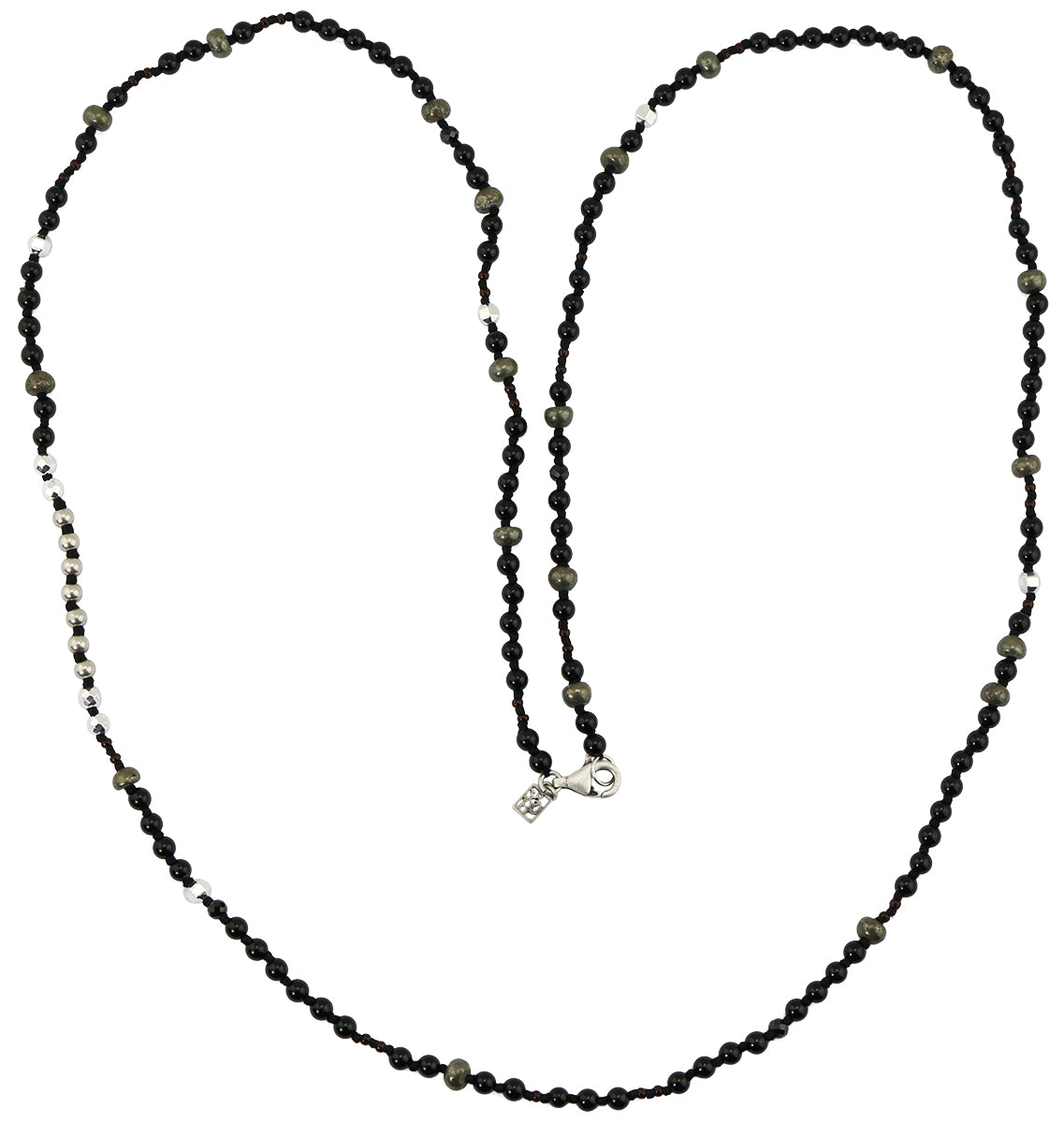 Multi-Stone Beaded Necklace – Black Agate, Pyrite, Hematite & Black Spinel