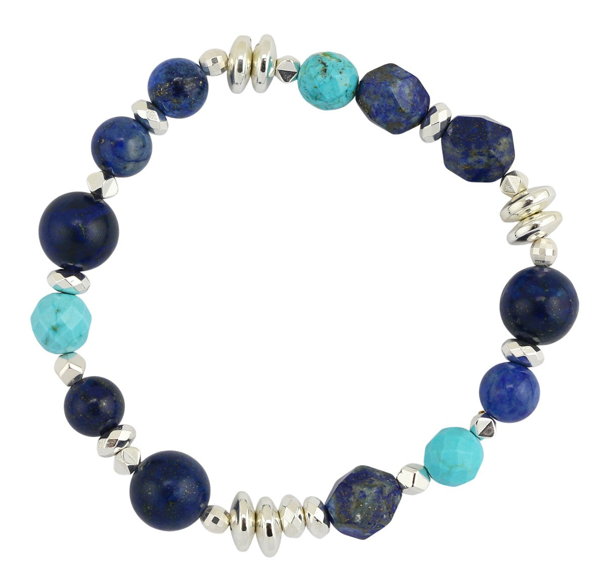 Magnesite, Lapis & Hematite Stretch Bracelet