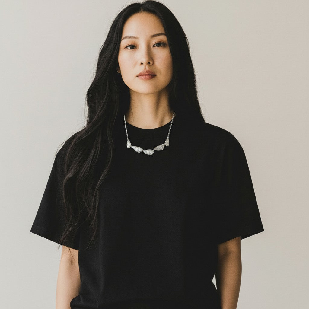 Sterling Silver Tumbled Smooth Crushed Pearl Necklace