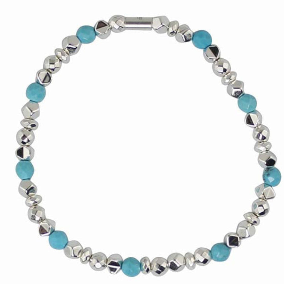 Magnesite & Hematite Beaded Stretch Bracelet