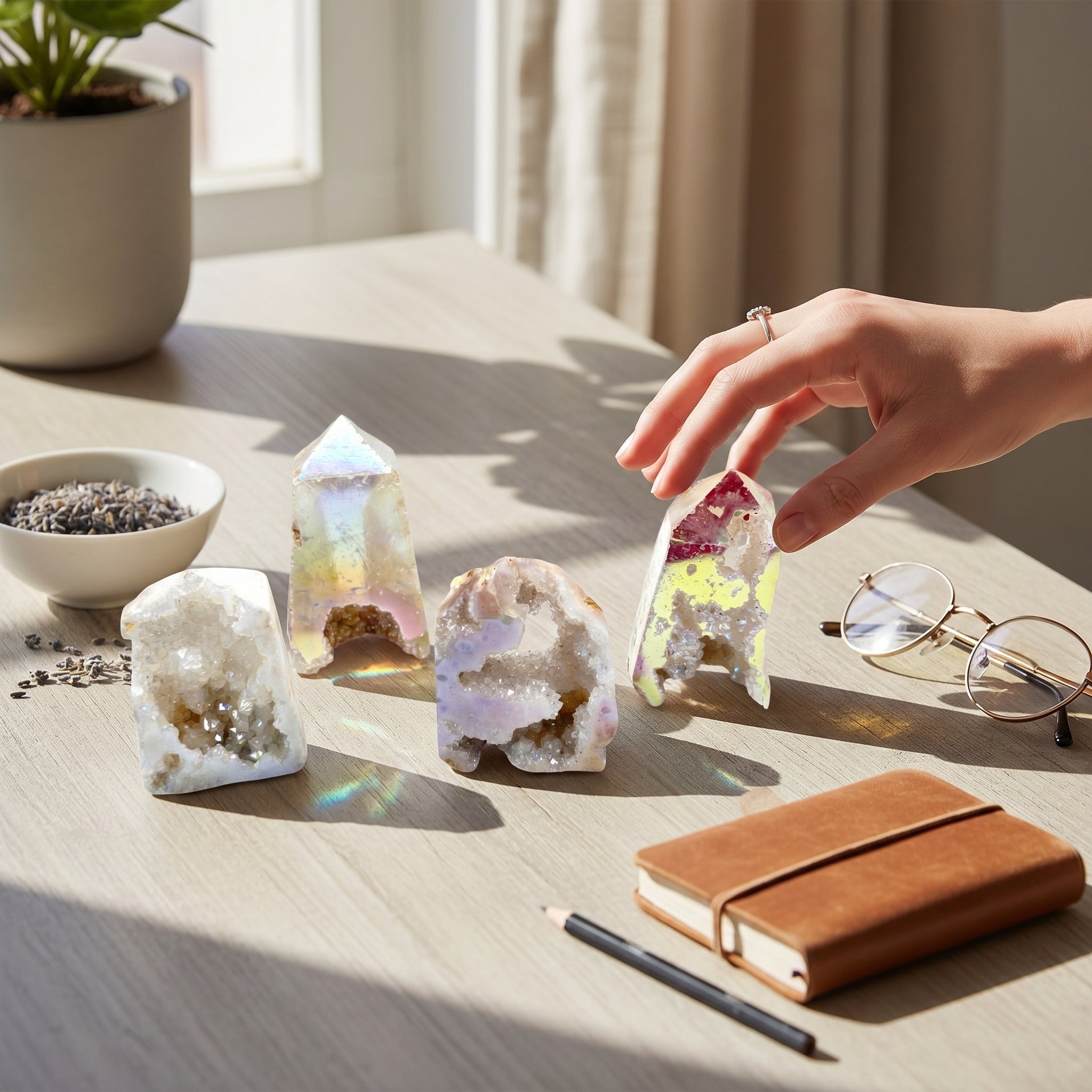 Aura Geode Quartz Druzy Tower