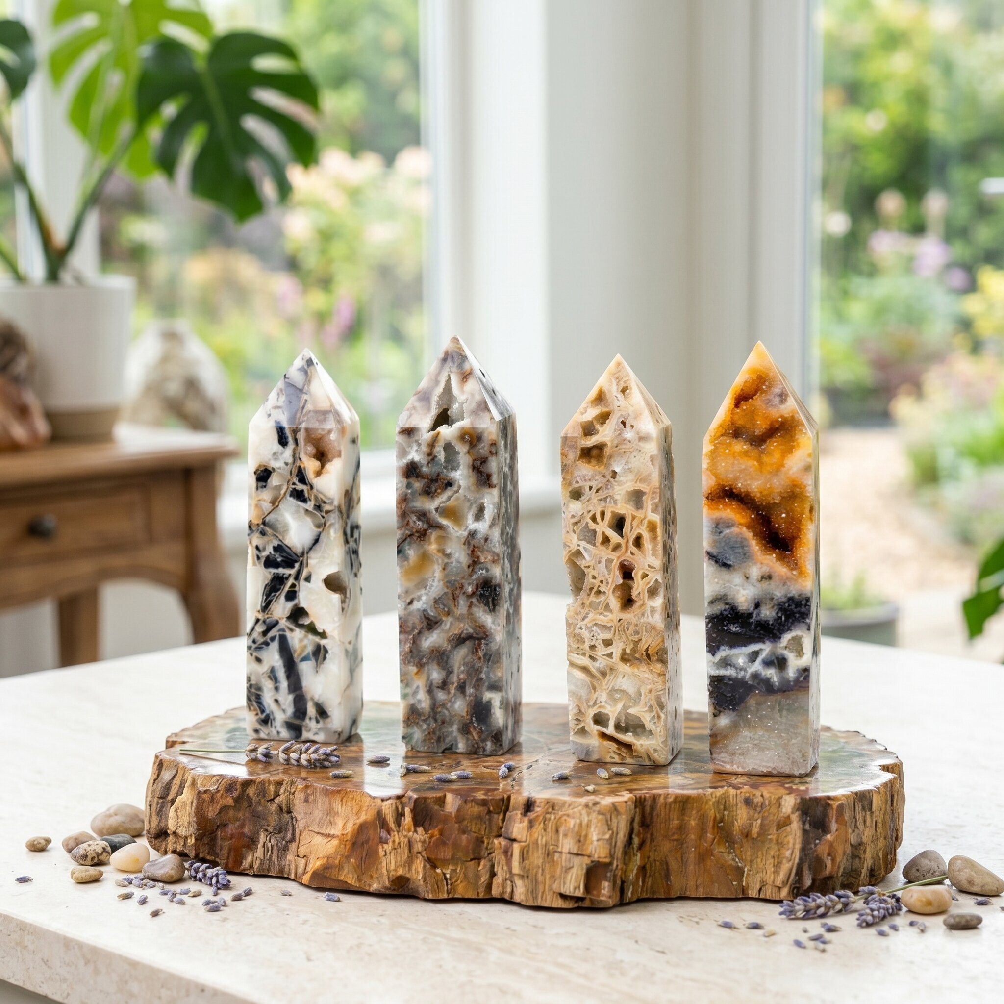 Chalcedony Sphalerite Tall Crystal Point