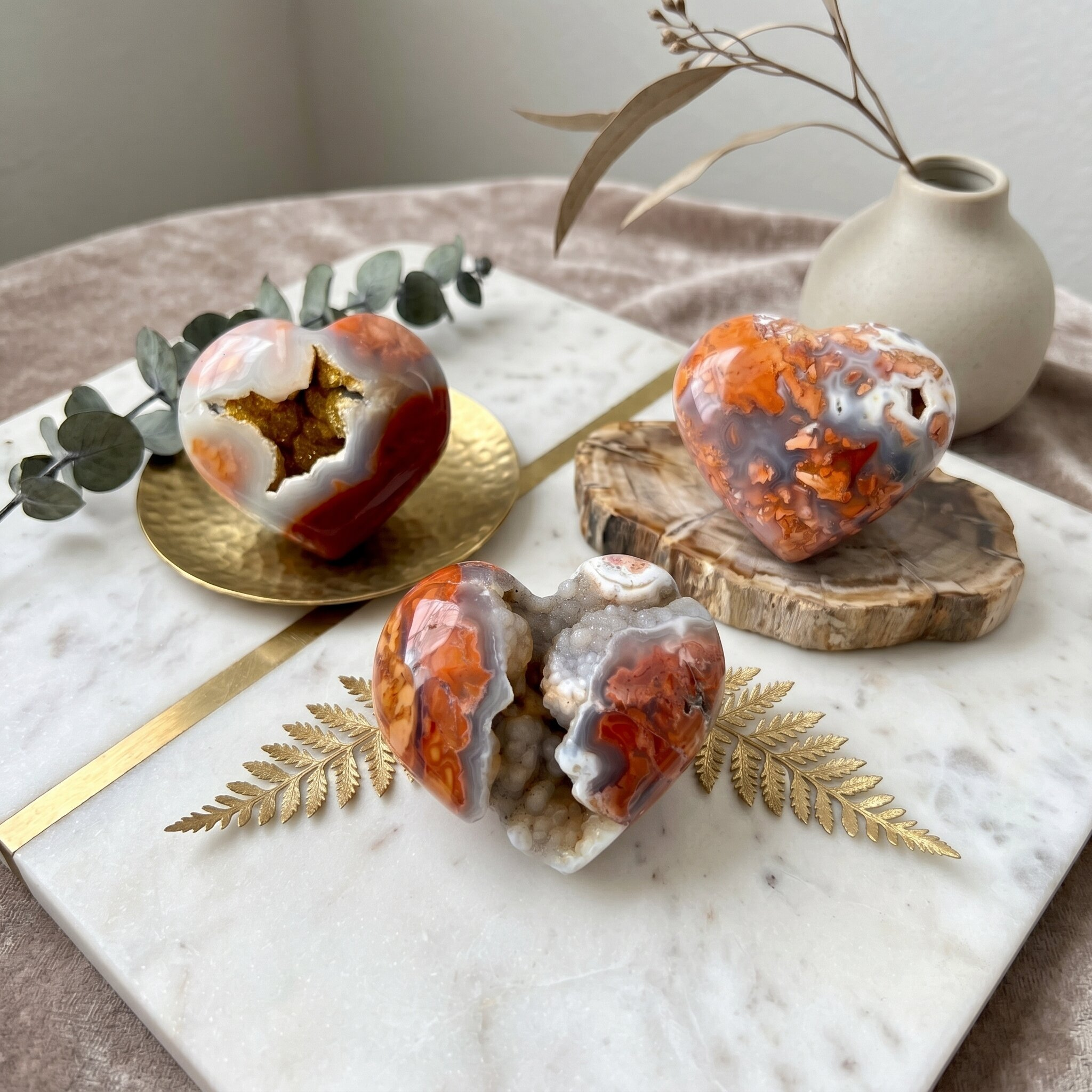 Druzy Flower Agate Heart
