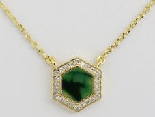 Green Jasper and Pave CZ Necklace