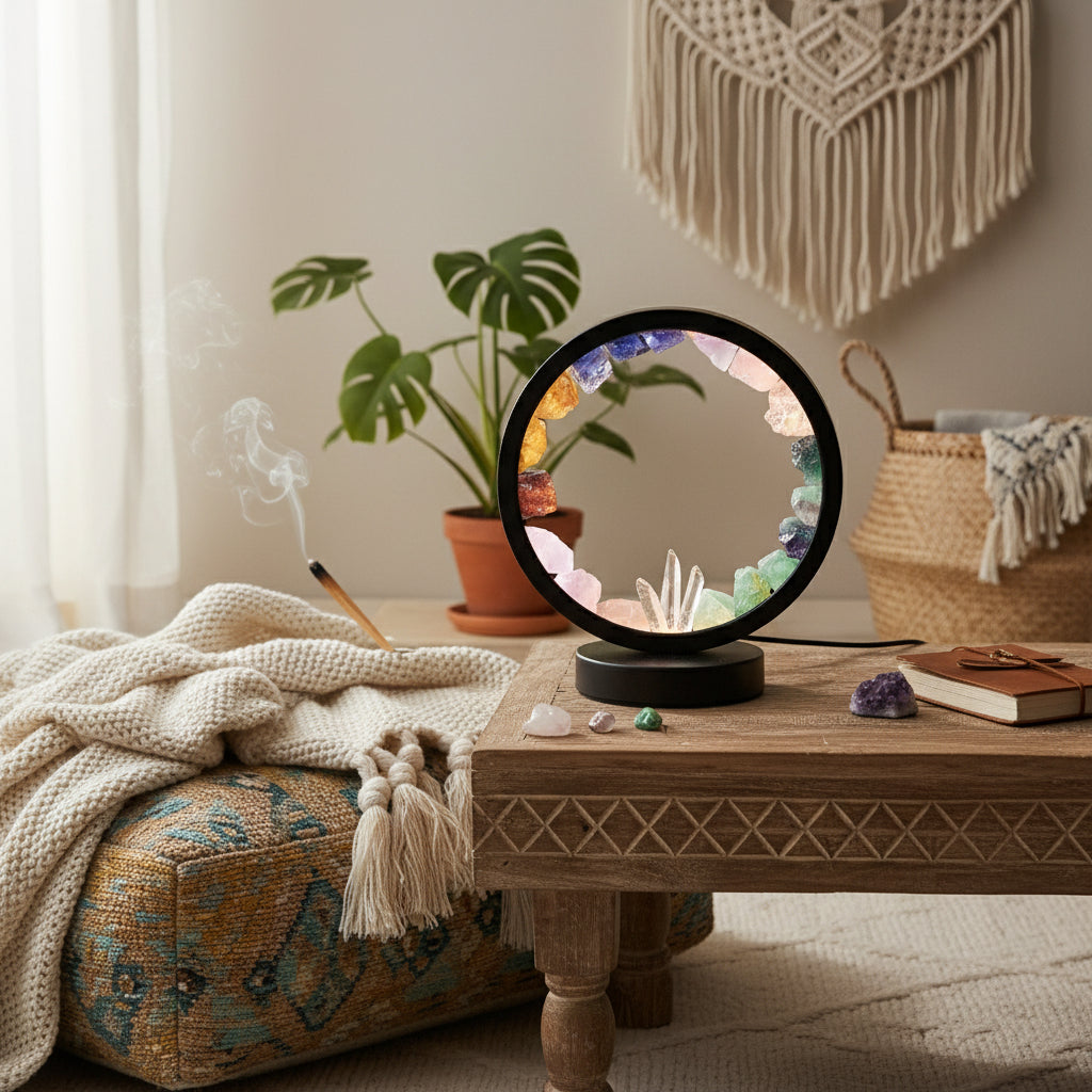 Multi Gemstone Circular LED Lamp