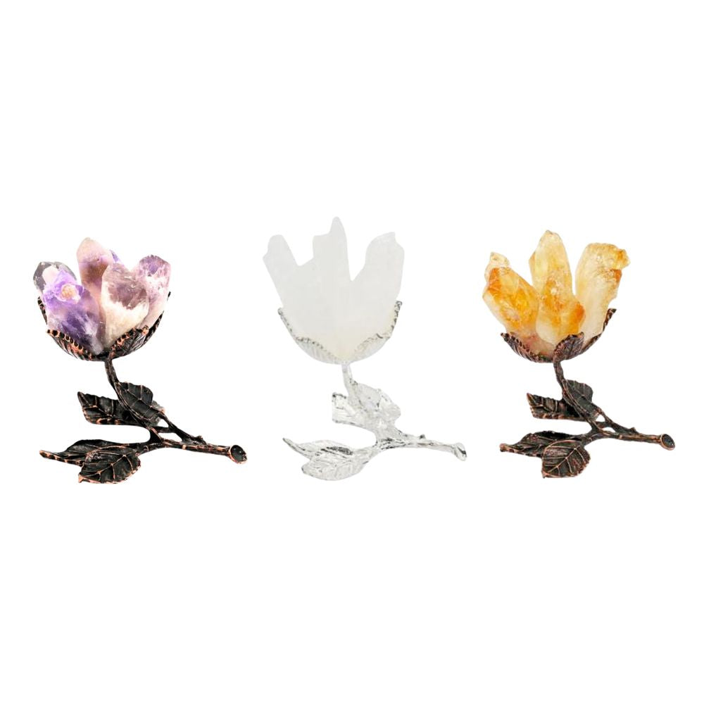 Small Amethyst, Clear Quartz & Citrine Gem Flowers
