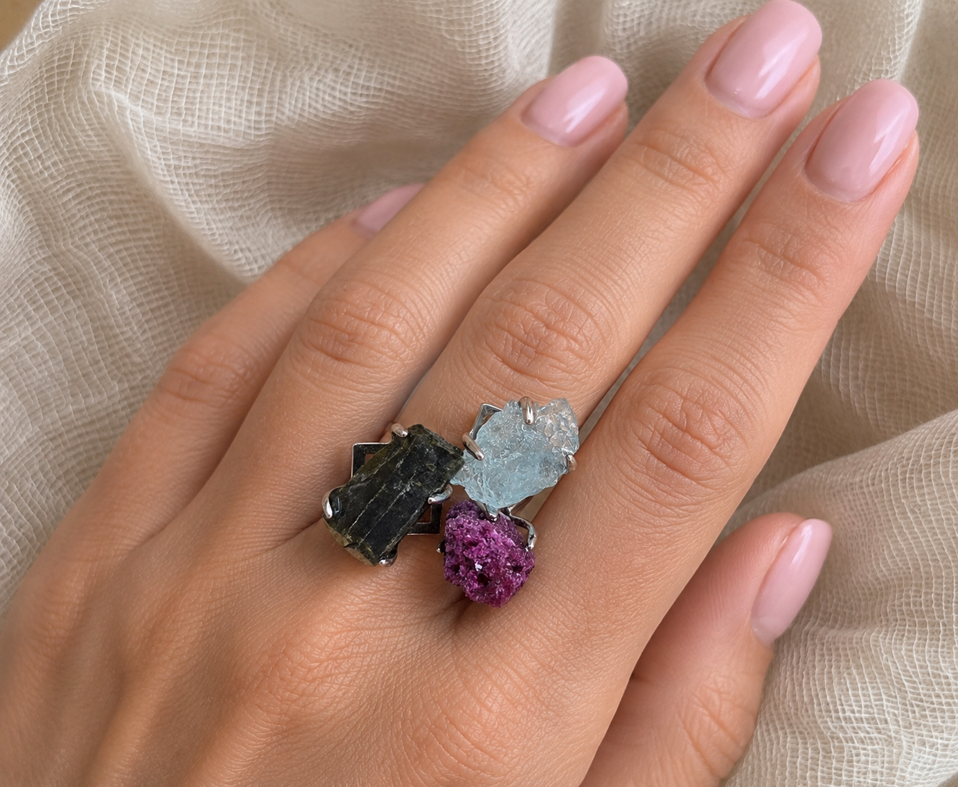 Genuine Raw Gemstone Ring